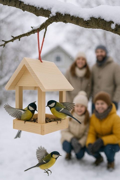 Karmnik dla ptaków + ziarno pokarm do samodzielnego malowania