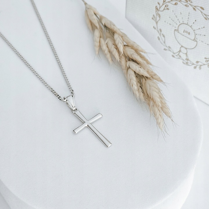 Pamiątka Komunii Świętej Srebrny łańcuszek z krzyżykiem srebro 925