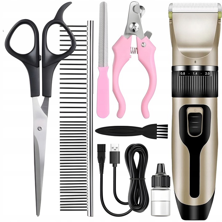 MASZYNKA DO STRZYŻENIA PSÓW PSA KOTA ZWIERZĄT ZESTAW CICHA PROFESJONALNA