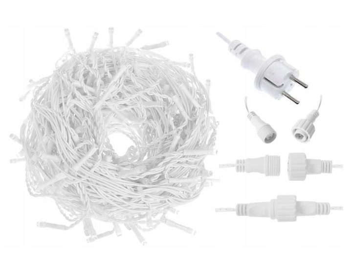 LAMPKI 300 LED SOPLE efekt flasch 14m ŚWIĘTA ZEWNĘTRZNE BIAŁE ZIMNE IP44