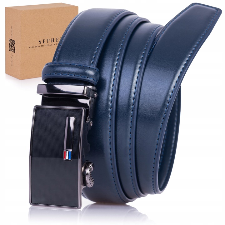 Pasek Męski do garnituru GRANATOWY Automat spodni