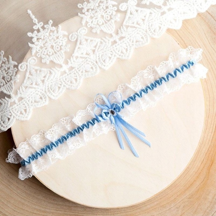 PODWIĄZKA ślubna biała z cyrkonią Błękitny Akcent