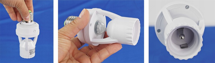 OPRAWKA ŻARÓWKI E27 Z CZUJNIKIEM RUCHU ZMIERZCHU PIR LED DO LAMPY