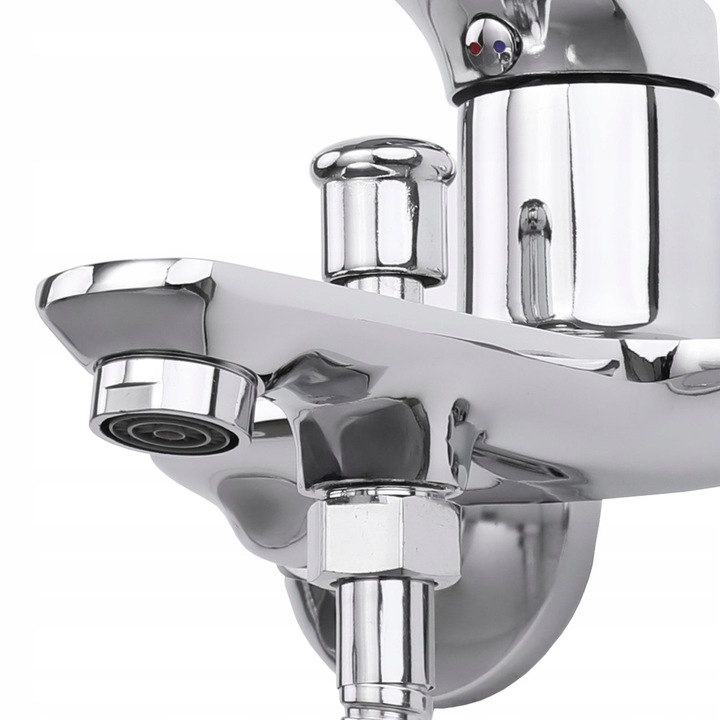 Bateria wannowa ścienna z prysznicem i wężem chrom srebrna kran YOKA