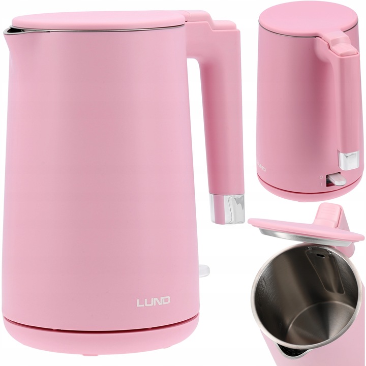 CZAJNIK ELEKTRYCZNY LUND 2200W 1,5L RÓŻOWY PODWÓJNE ŚCIANKI