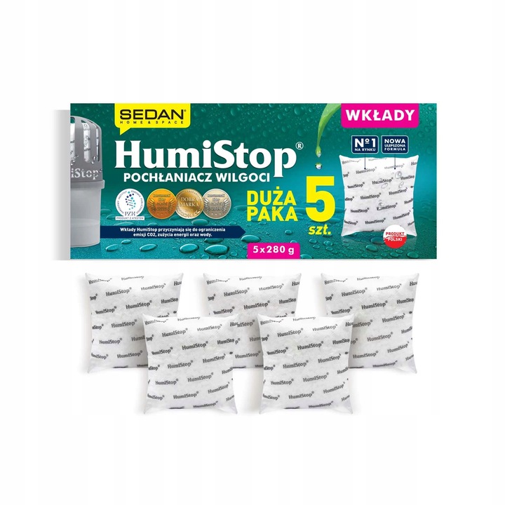 Wkłady do pochłaniacza wilgoci HUMISTOP 5 szt. 280 g pięciopak