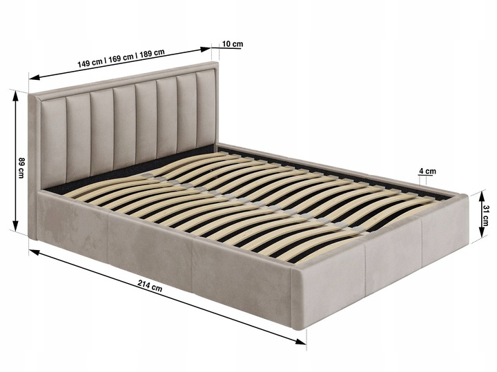 ŁOŻKO TAPICEROWANE MOON Z PODNOSZONYM STELAŻEM POJEMNIKIEM POŚCIEL 140x200