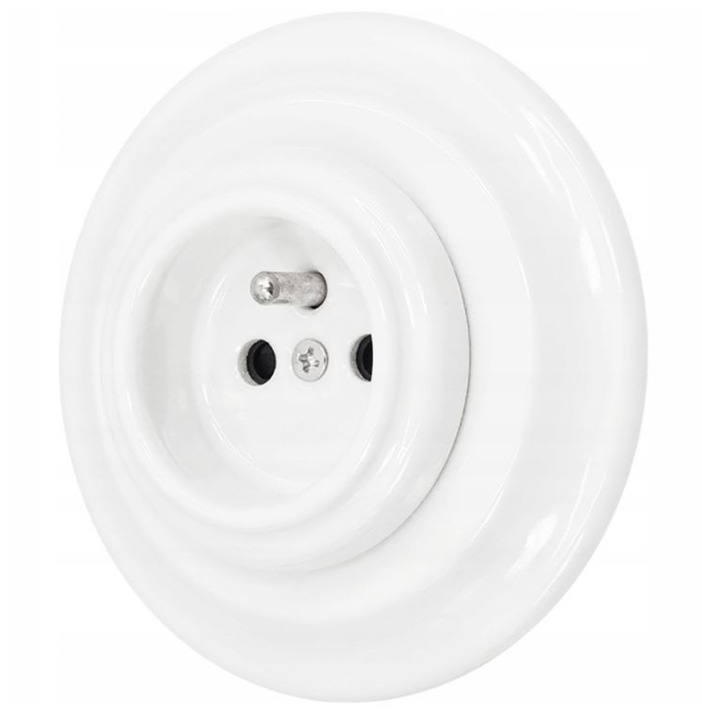 Gniazdko Gniazdo ceramiczne podtynkowe białe retro