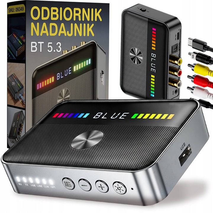 ADAPTER TRANSMITER BLUETOOTH ODBIORNIK NADAJNIK BT 5.3 AUX RCA NFC