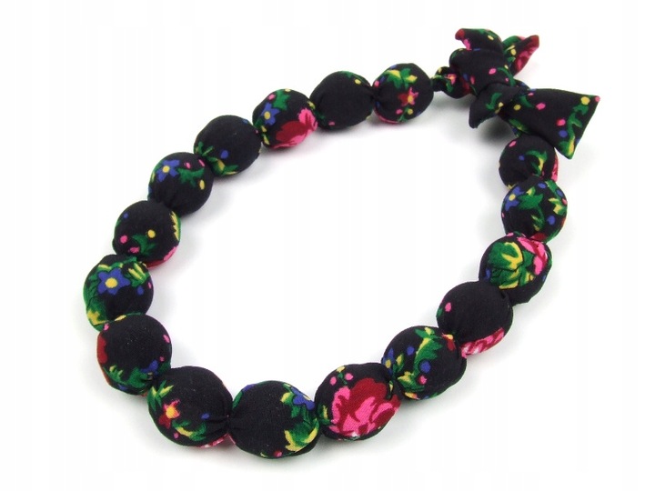 KORALE materiałowe góralskie czarne KOMPLET