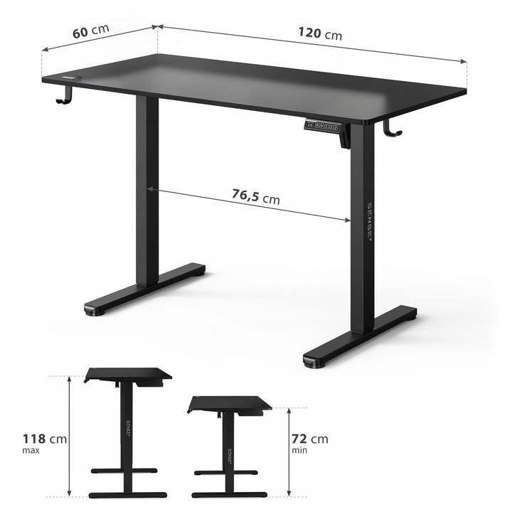 Biurko Elektryczne Regulowane 120x60cm Regulacja Wysokości 72-118cm