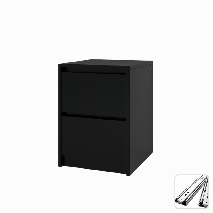 Praktyczna Szafka Nocna CZARNA 2 szuflady stolik nocny loft 42x52x43cm