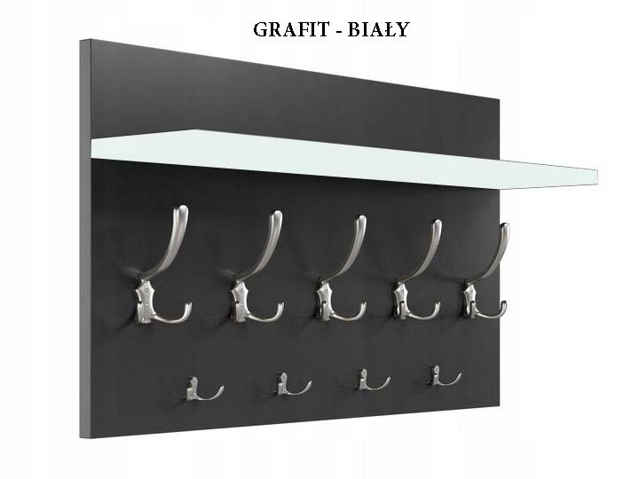 WIESZAK NA UBRANIA - PÓŁKA DO HOLU, NA KURTKI -9 UCHWYTÓW - 9 KOLORÓW