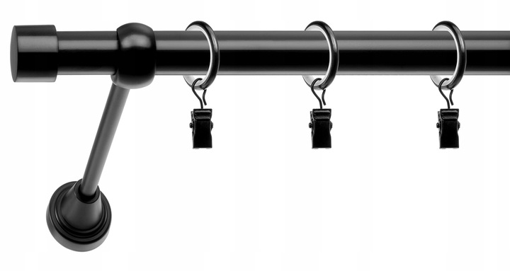 KARNISZ POJEDYNCZY 200 cm - fi 19 mm SIMPLE KARNISZE KÓŁKA CICHE CZARNY