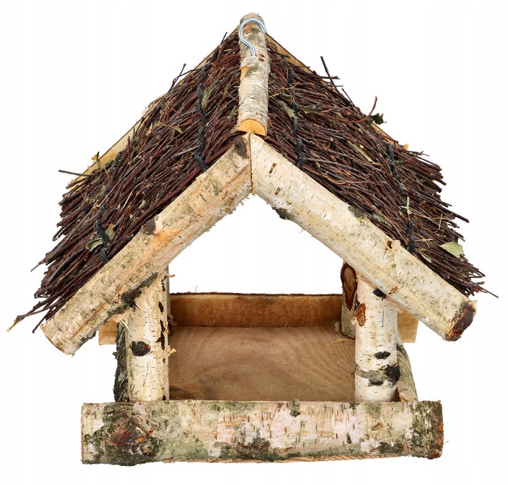 KARMNIK DLA PTAKÓW 255MM BUDKA DOMEK DOM DREWNIANY WISZĄCY NATURALNY