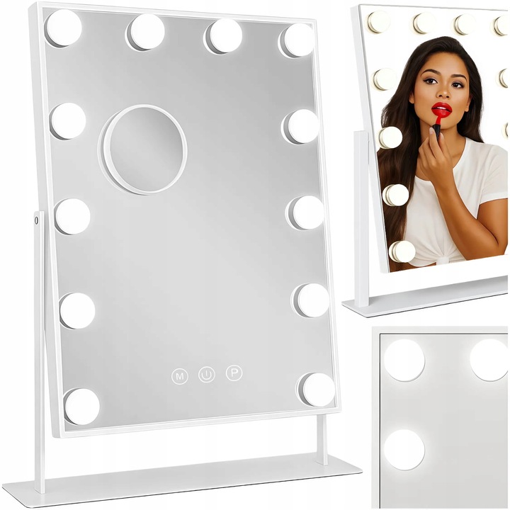 LUSTERKO KOSMETYCZNE HOLLYWOOD STOJĄCE LUSTRO DO MAKIJAŻU LED 12
