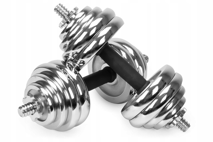 Hantle żeliwne 2x15kg WALIZKA regulowane chromowane zestaw talerze gryfy