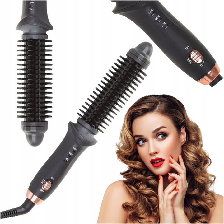 Lokówka do Stylizacji Włosów Ceramiczna Szczotka do Włosów Loki Fale Czarna