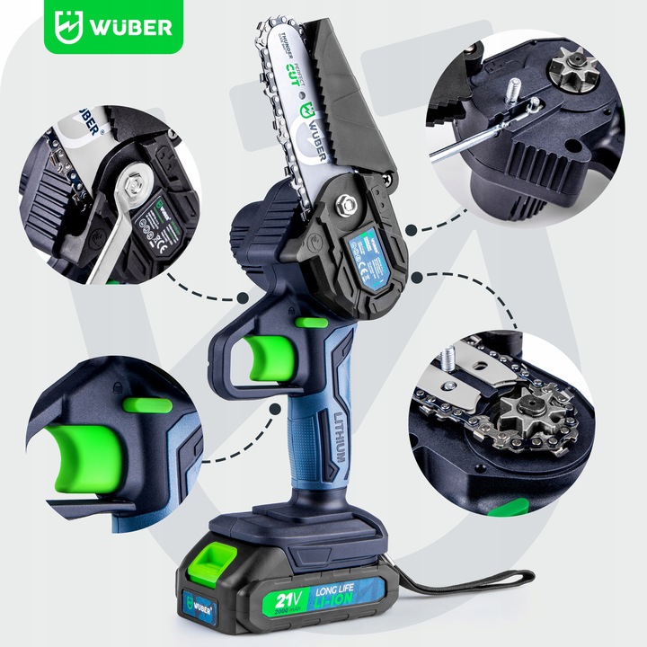 PIŁA ŁAŃCUCHOWA AKUMULATOROWA MINI PILARKA GAŁĘZIÓWKA 2xAKU 2xPROWADNICA