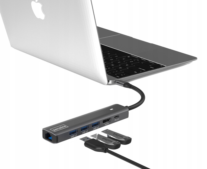HUB Przejściówka USB-C Adapter 7W1 HDMI 4K USB 3.0 Gigabit Ethernet RJ45 M1
