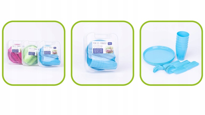 Zestaw piknikowy 31 elementów różne kolory