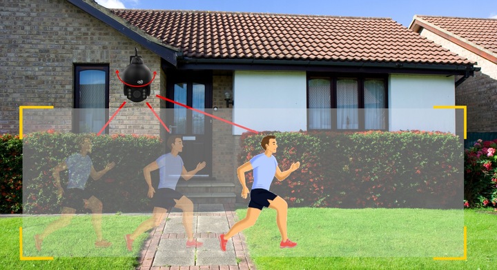 Czarna zewnętrzna kamera WiFi obrotowa 4K 8Mpx PRZYBLIŻENIE SMART 8x ZOOM