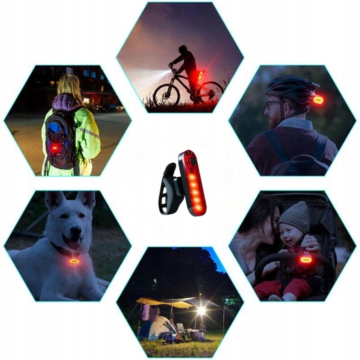 LAMPKA ROWEROWA PRZEDNIA I TYLNA LED MOCNA AKUMULATOROWA DO ROWERU ZESTAW