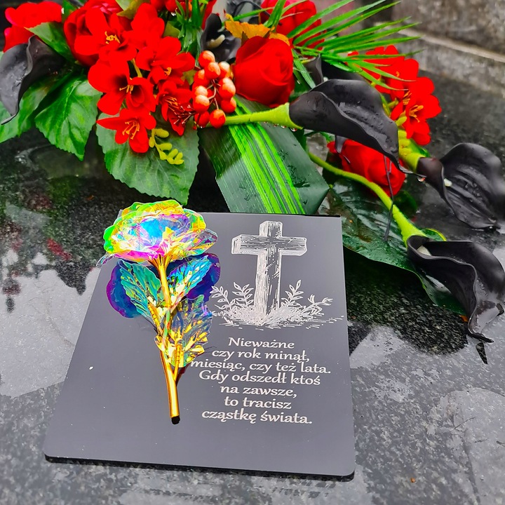 PIĘKNY ZNICZ GRAWER na cmentarz WIECZNA RÓŻA DLA BABCI I DZIADKA MAMY TATY