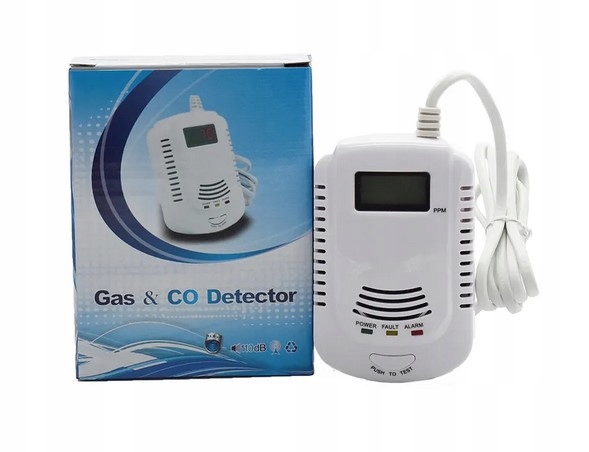 CZUJNIK TLENKU WĘGLA CZADU GAZU DETEKTOR CO 230V