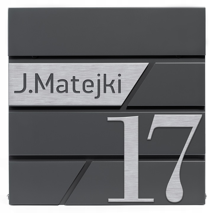 DUŻA SKRZYNKA NA LISTY Z ADRESEM NUMEREM DOMU | SERBRNA ANTRACYT RAL