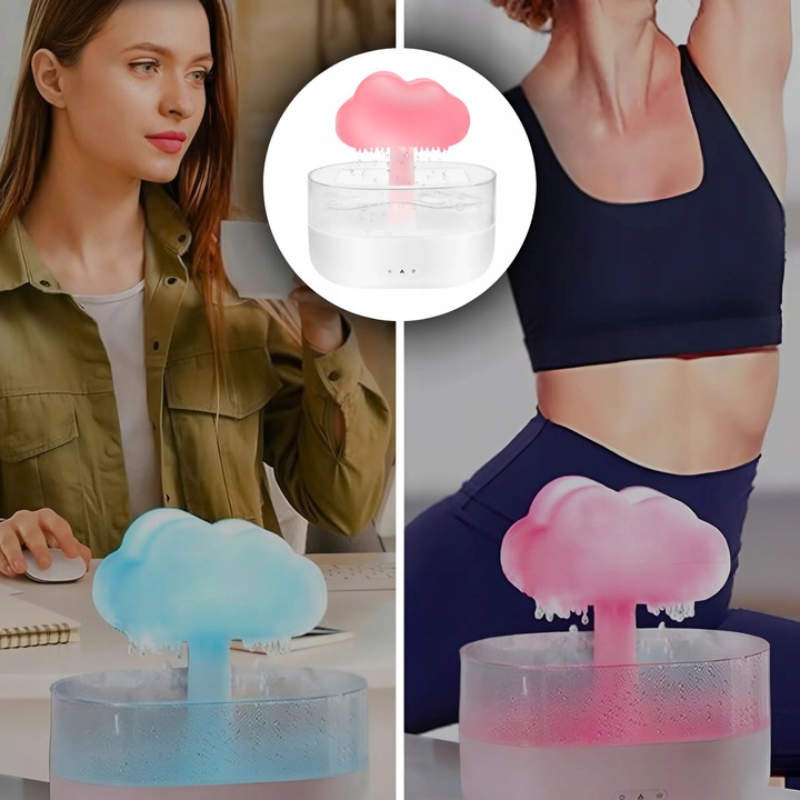 DUŻY NAWILŻACZ POWIETRZA DYFUZOR AROMATERAPIA GRZYBEK LAMPKA NOCNA LED