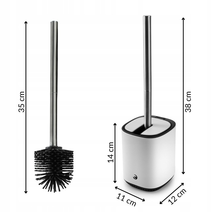 SZCZOTKA DO WC SILIKONOWA BIAŁA TOALETOWA STAL NIERDZEWNA METALOWY STOJAK