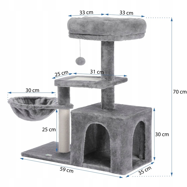 DRAPAK DLA KOTA Z HAMAKIEM DRAPAK LEGOWISKO DOMEK WIEŻA WYSOKA 70 cm