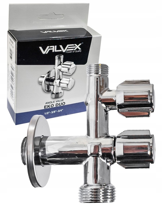 ZAWÓR KUREK KOMBI KOMBINOWANY KĄTOWY 1/2x3/8x3/4 DO BATERII PRALKI ZMYWARKI