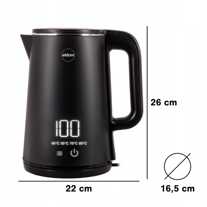 Czajnik bezprzewodowy z regulacją temperatury C515 czarny 2000W 5