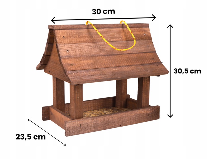 Karmnik dla ptaków + ziarno pokarm duży drewniany budka solidny XXL