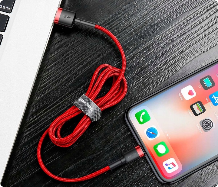 BASEUS MOCNY KABEL USB DO LIGHTNING IPHONE IPAD PRZEWÓD OPLOT 1.5A 2M