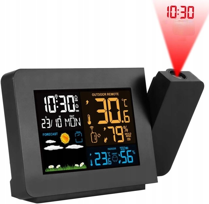 Stacja Pogody Pogodowa Zegar Czujnik Zewnętrzny Higrometr Budzik