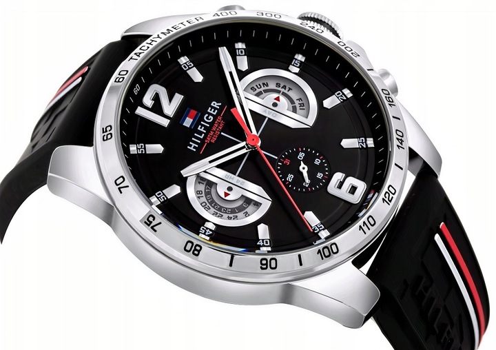 ZEGAREK MĘSKI TOMMY HILFIGER 1791473 DECKER +BOX +GRAWER datownik czarny