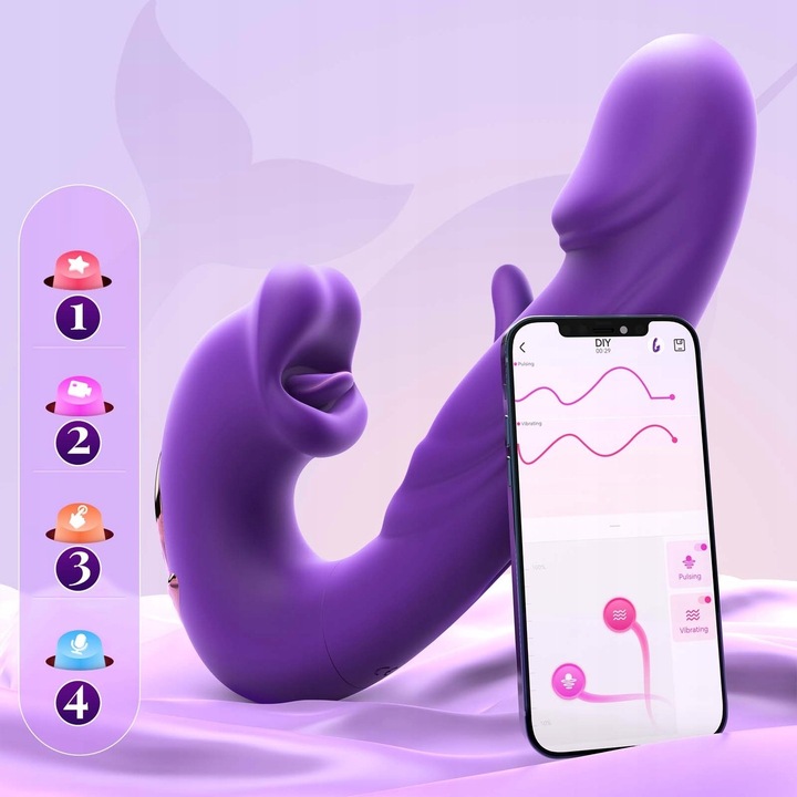 Flapping wibrator wielofunkcyjny fioletowy intensywne orgazmy 7 trybów