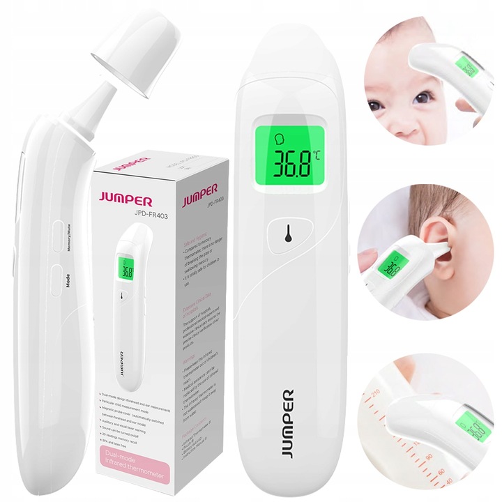 MEDYCZNY termometr bezdotykowy podczerwień do ucha czoła JUMPER JPD-FR403