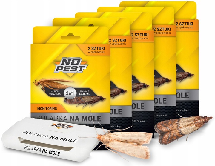 PUŁAPKA LEP NA MOLE SPOŻYWCZE KUCHENNE ODZIEŻOWE UBRANIOWE 2W1 10 SZT
