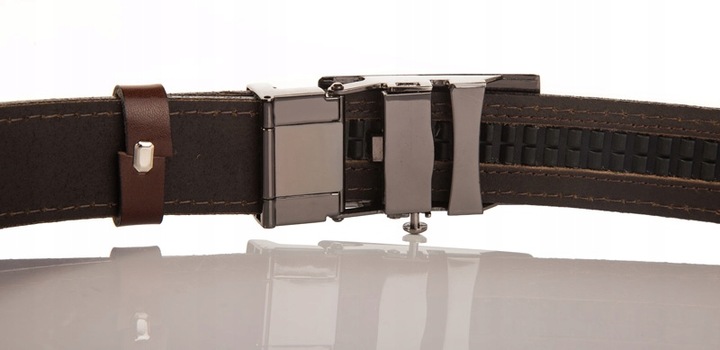 Pasek skórzany męski Betlewski brązowy klamra automat prezent + certyfikat