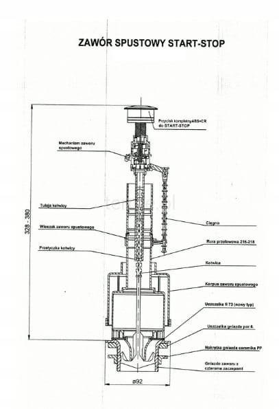 ZAWÓR SPUSTOWY SPŁUCZKI DO SPŁUCZKI CERSANIT DO SPŁUCZKI KOŁO