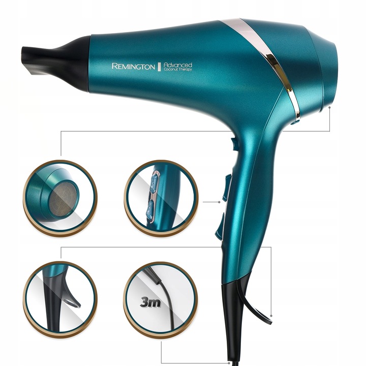 SUSZARKA DO WŁOSÓW REMINGTON Z JONIZACJĄ UV + DYFUZOR SENSOR SILNIK