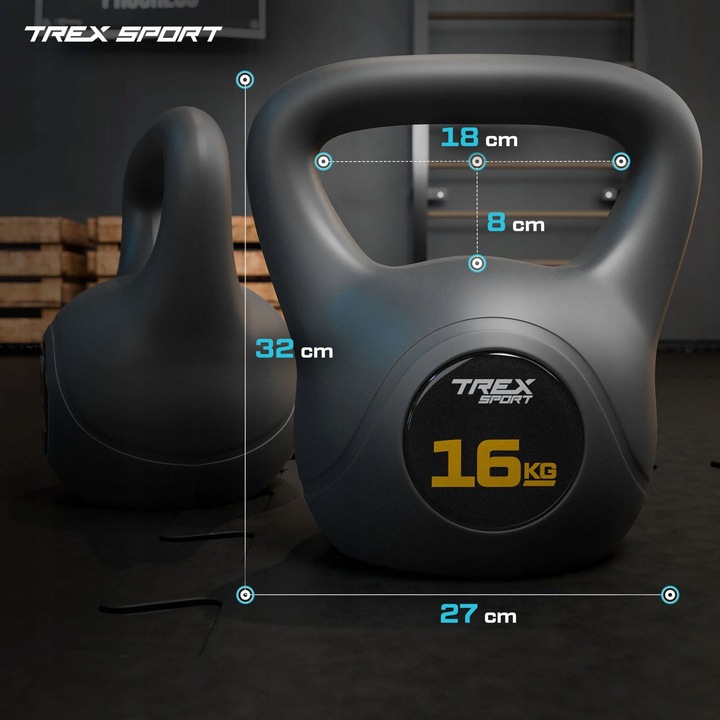 Kettlebell odważnik ciężar 16kg hantel hantla fitness do ćwiczeń Trex Sport