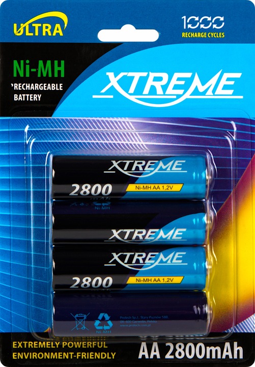 4 SZT AKUMULATOR XTREME Ni-MH AA R6 1.2V 2800mAh