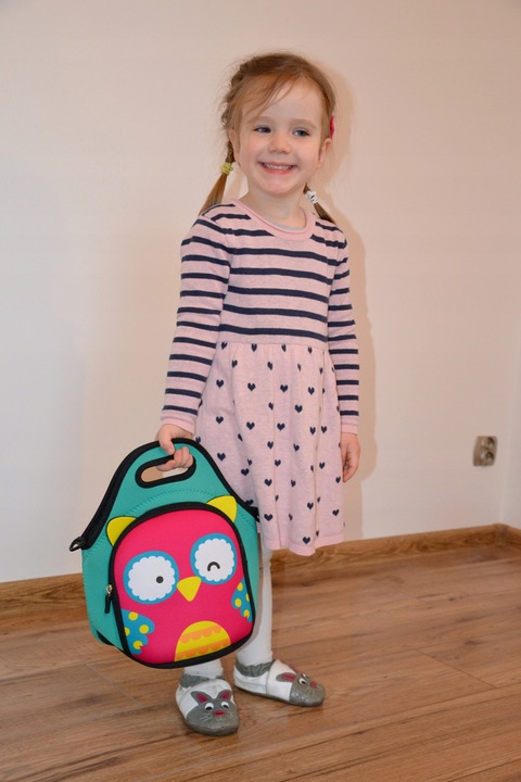 TOREBKA dla dziewczynki z kieszonką na zamek ŚNIADANIÓWKA dla dzieci MONKEY