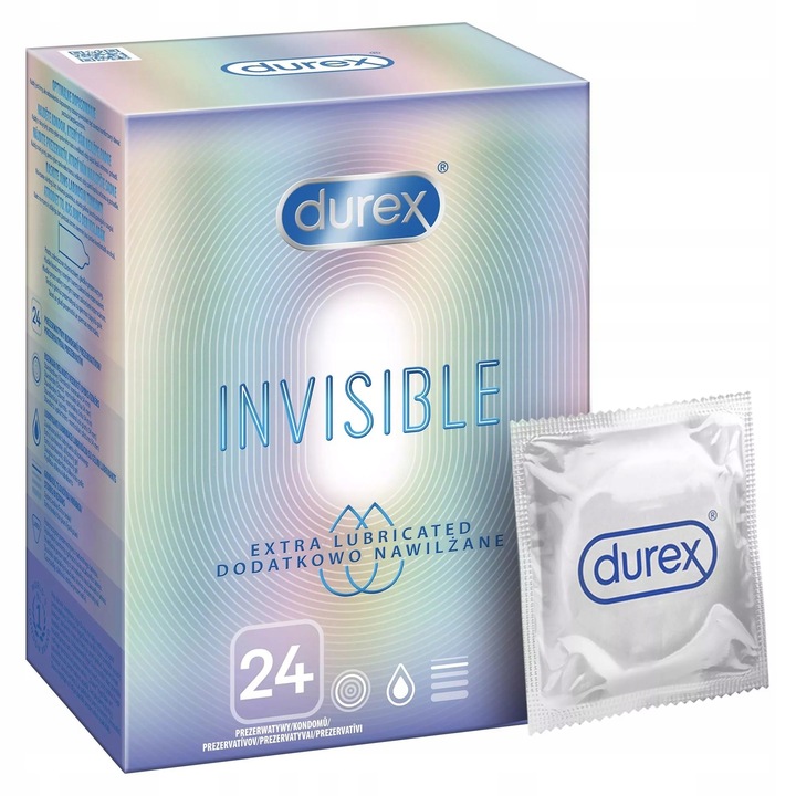 PREZERWATYWY DUREX INVISIBLE NAWILŻANE 24 SZTUKI
