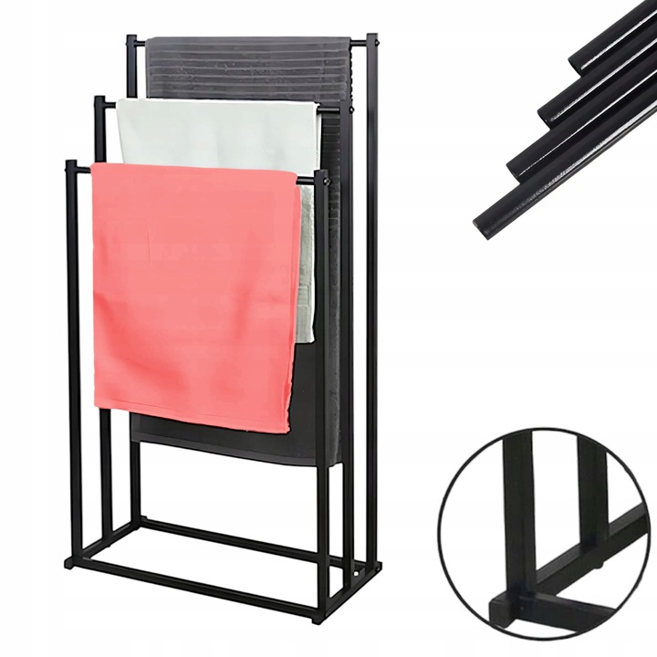 STOJAK NA RĘCZNIKI WIESZAK STOJĄCY PODŁOGOWY DO ŁAZIENKI METALOWY STABILNY